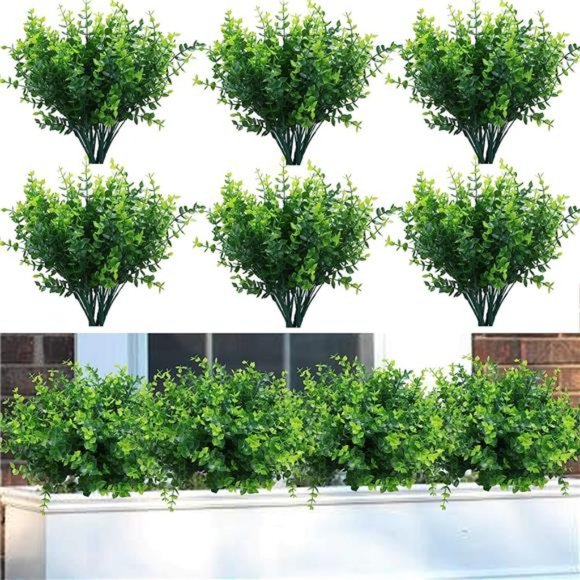 10 Pack Artificial Boxwood Stems for Outdoors No Fading Plastic Faux Plants - Picture 1 of 7